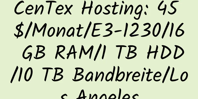 CenTex Hosting: 45 $/Monat/E3-1230/16 GB RAM/1 TB HDD/10 TB Bandbreite/Los Angeles