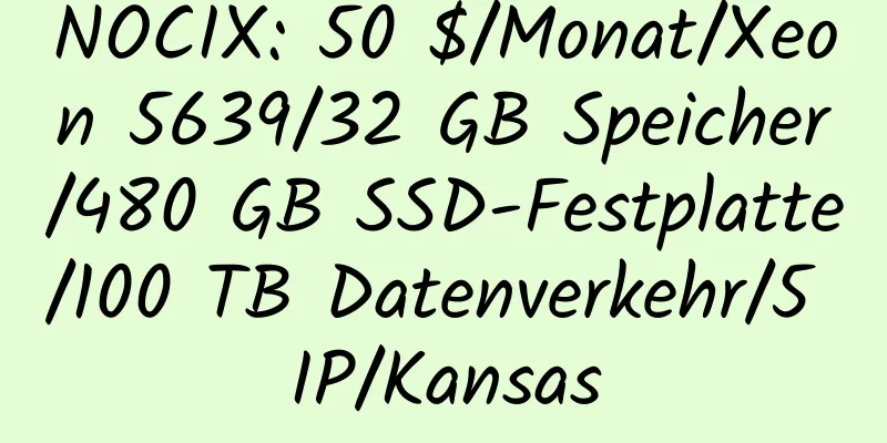 NOCIX: 50 $/Monat/Xeon 5639/32 GB Speicher/480 GB SSD-Festplatte/100 TB Datenverkehr/5 IP/Kansas