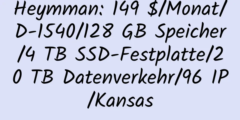 Heymman: 149 $/Monat/D-1540/128 GB Speicher/4 TB SSD-Festplatte/20 TB Datenverkehr/96 IP/Kansas