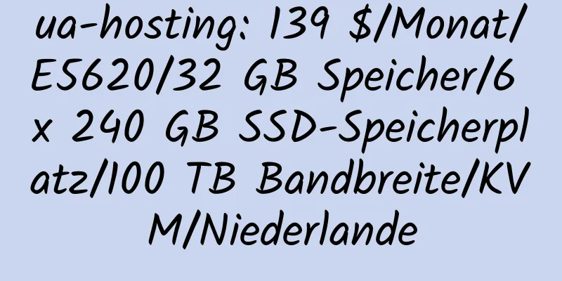 ua-hosting: 139 $/Monat/E5620/32 GB Speicher/6 x 240 GB SSD-Speicherplatz/100 TB Bandbreite/KVM/Niederlande