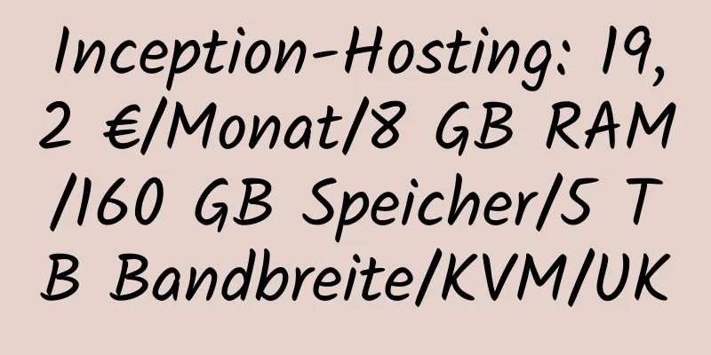 Inception-Hosting: 19,2 €/Monat/8 GB RAM/160 GB Speicher/5 TB Bandbreite/KVM/UK