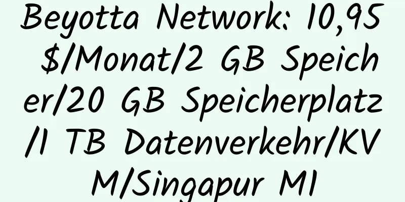 Beyotta Network: 10,95 $/Monat/2 GB Speicher/20 GB Speicherplatz/1 TB Datenverkehr/KVM/Singapur M1