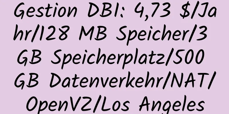 Gestion DBI: 4,73 $/Jahr/128 MB Speicher/3 GB Speicherplatz/500 GB Datenverkehr/NAT/OpenVZ/Los Angeles