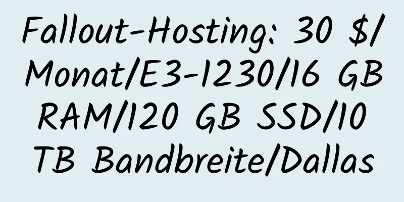 Fallout-Hosting: 30 $/Monat/E3-1230/16 GB RAM/120 GB SSD/10 TB Bandbreite/Dallas