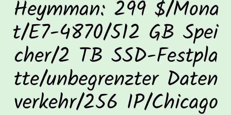 Heymman: 299 $/Monat/E7-4870/512 GB Speicher/2 TB SSD-Festplatte/unbegrenzter Datenverkehr/256 IP/Chicago