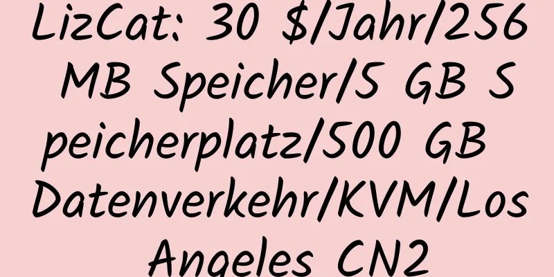 LizCat: 30 $/Jahr/256 MB Speicher/5 GB Speicherplatz/500 GB Datenverkehr/KVM/Los Angeles CN2