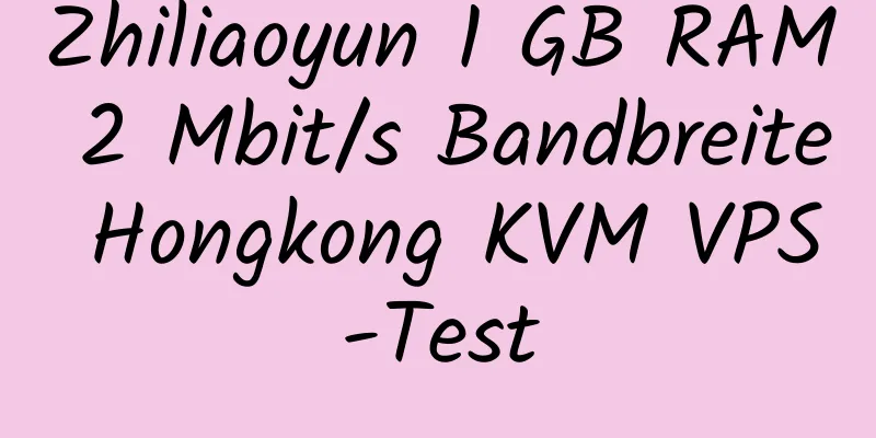 Zhiliaoyun 1 GB RAM 2 Mbit/s Bandbreite Hongkong KVM VPS-Test