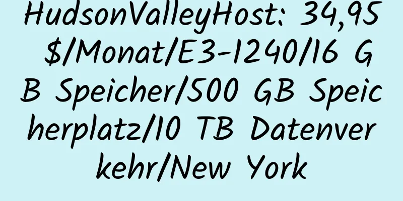 HudsonValleyHost: 34,95 $/Monat/E3-1240/16 GB Speicher/500 GB Speicherplatz/10 TB Datenverkehr/New York