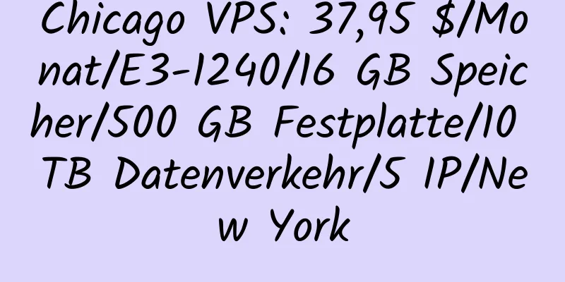 Chicago VPS: 37,95 $/Monat/E3-1240/16 GB Speicher/500 GB Festplatte/10 TB Datenverkehr/5 IP/New York