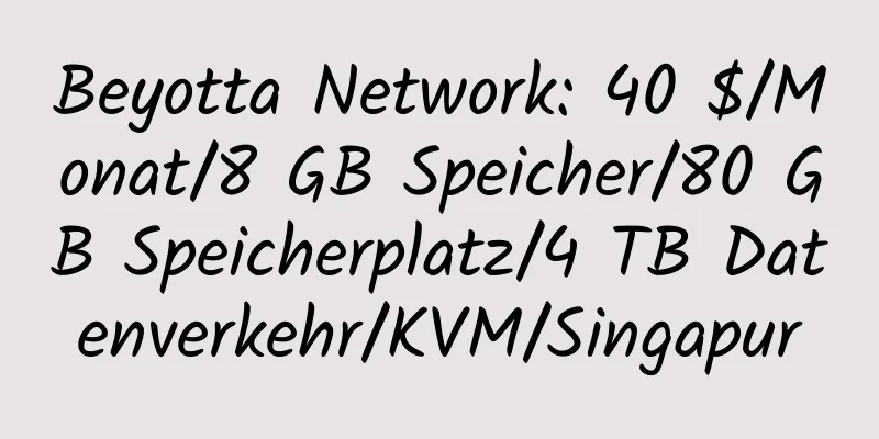 Beyotta Network: 40 $/Monat/8 GB Speicher/80 GB Speicherplatz/4 TB Datenverkehr/KVM/Singapur