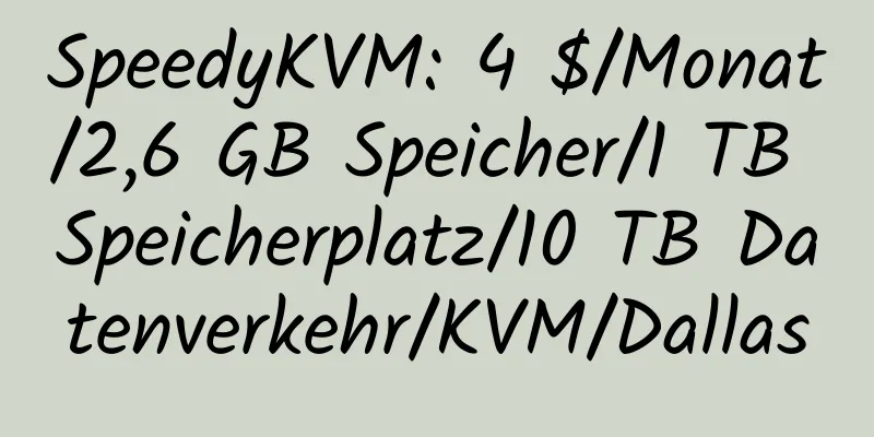 SpeedyKVM: 4 $/Monat/2,6 GB Speicher/1 TB Speicherplatz/10 TB Datenverkehr/KVM/Dallas