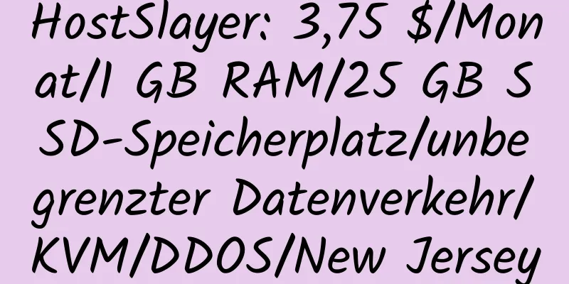 HostSlayer: 3,75 $/Monat/1 GB RAM/25 GB SSD-Speicherplatz/unbegrenzter Datenverkehr/KVM/DDOS/New Jersey