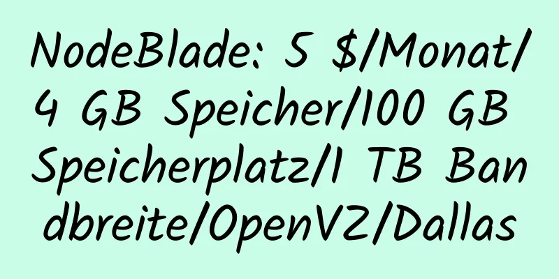 NodeBlade: 5 $/Monat/4 GB Speicher/100 GB Speicherplatz/1 TB Bandbreite/OpenVZ/Dallas