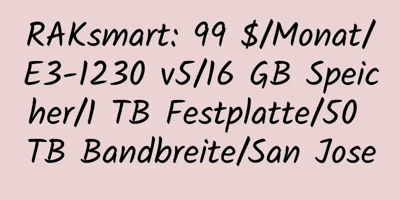 RAKsmart: 99 $/Monat/E3-1230 v5/16 GB Speicher/1 TB Festplatte/50 TB Bandbreite/San Jose