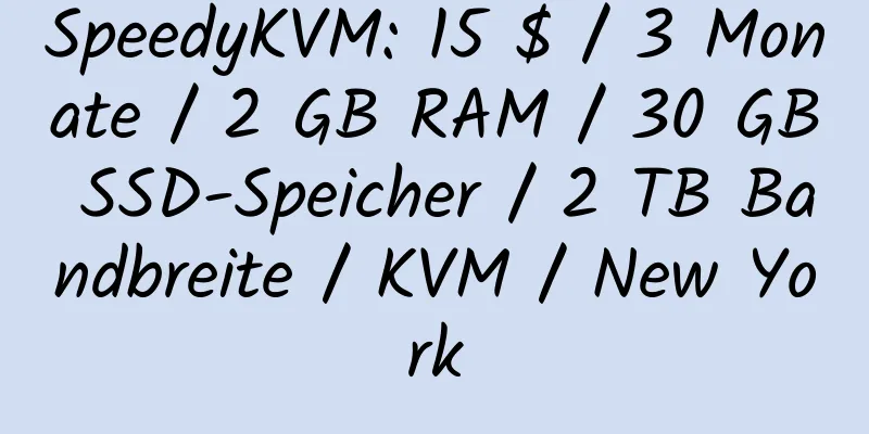 SpeedyKVM: 15 $ / 3 Monate / 2 GB RAM / 30 GB SSD-Speicher / 2 TB Bandbreite / KVM / New York