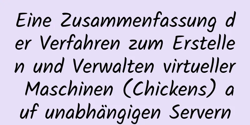 Eine Zusammenfassung der Verfahren zum Erstellen und Verwalten virtueller Maschinen (Chickens) auf unabhängigen Servern