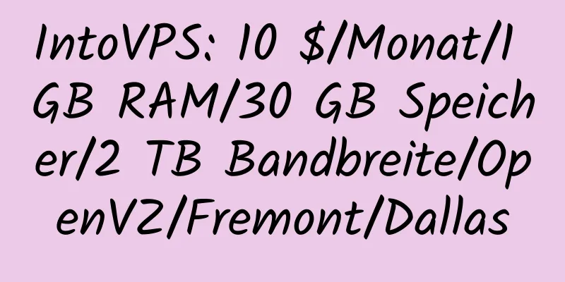 IntoVPS: 10 $/Monat/1 GB RAM/30 GB Speicher/2 TB Bandbreite/OpenVZ/Fremont/Dallas