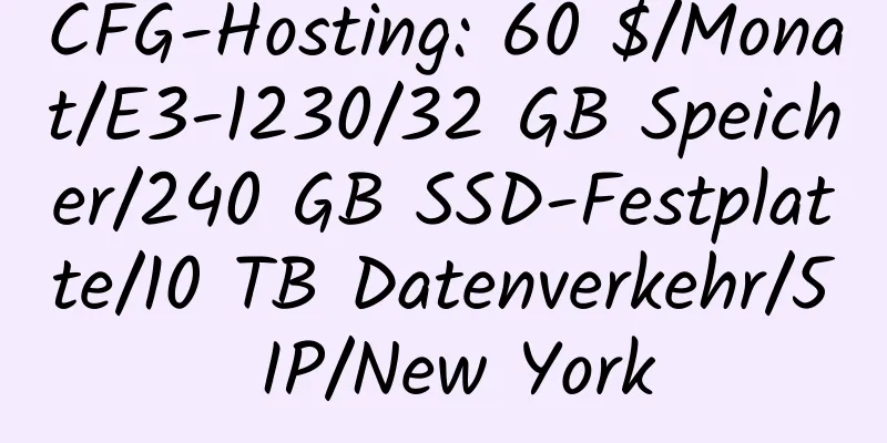 CFG-Hosting: 60 $/Monat/E3-1230/32 GB Speicher/240 GB SSD-Festplatte/10 TB Datenverkehr/5 IP/New York