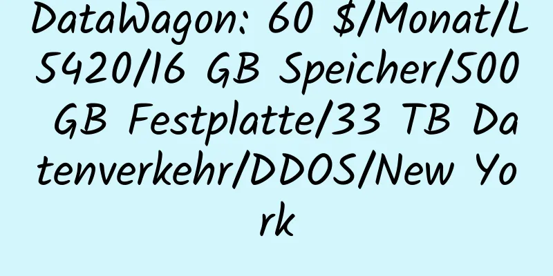 DataWagon: 60 $/Monat/L5420/16 GB Speicher/500 GB Festplatte/33 TB Datenverkehr/DDOS/New York