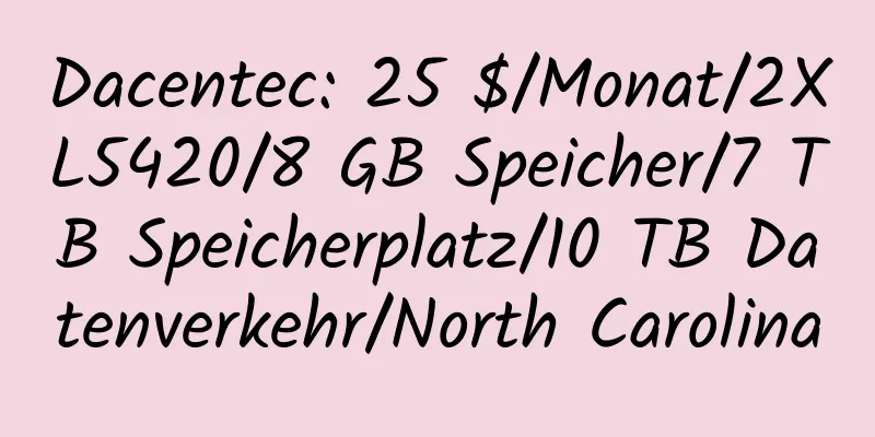 Dacentec: 25 $/Monat/2XL5420/8 GB Speicher/7 TB Speicherplatz/10 TB Datenverkehr/North Carolina