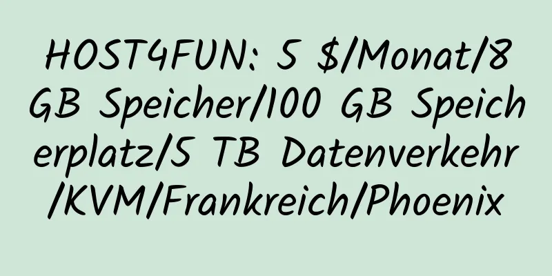 HOST4FUN: 5 $/Monat/8 GB Speicher/100 GB Speicherplatz/5 TB Datenverkehr/KVM/Frankreich/Phoenix