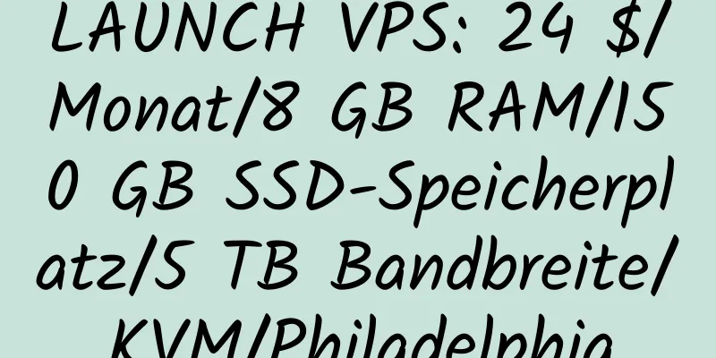 LAUNCH VPS: 24 $/Monat/8 GB RAM/150 GB SSD-Speicherplatz/5 TB Bandbreite/KVM/Philadelphia