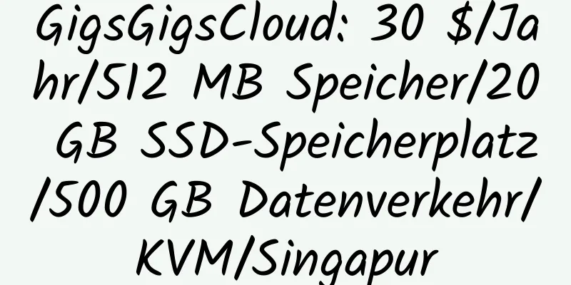 GigsGigsCloud: 30 $/Jahr/512 MB Speicher/20 GB SSD-Speicherplatz/500 GB Datenverkehr/KVM/Singapur