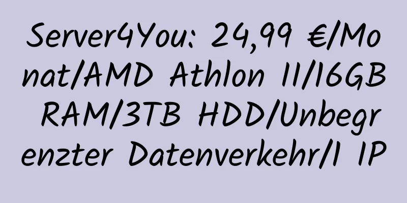 Server4You: 24,99 €/Monat/AMD Athlon II/16GB RAM/3TB HDD/Unbegrenzter Datenverkehr/1 IP