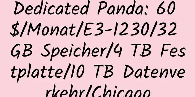 Dedicated Panda: 60 $/Monat/E3-1230/32 GB Speicher/4 TB Festplatte/10 TB Datenverkehr/Chicago