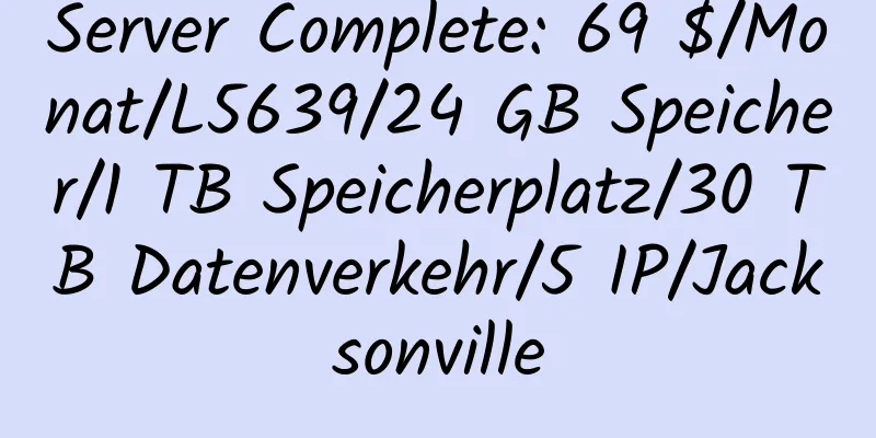 Server Complete: 69 $/Monat/L5639/24 GB Speicher/1 TB Speicherplatz/30 TB Datenverkehr/5 IP/Jacksonville