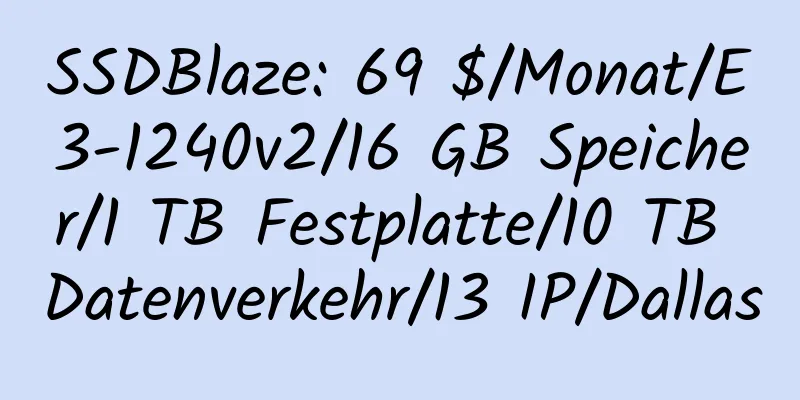 SSDBlaze: 69 $/Monat/E3-1240v2/16 GB Speicher/1 TB Festplatte/10 TB Datenverkehr/13 IP/Dallas