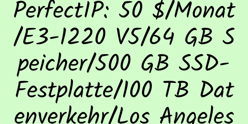 PerfectIP: 50 $/Monat/E3-1220 V5/64 GB Speicher/500 GB SSD-Festplatte/100 TB Datenverkehr/Los Angeles