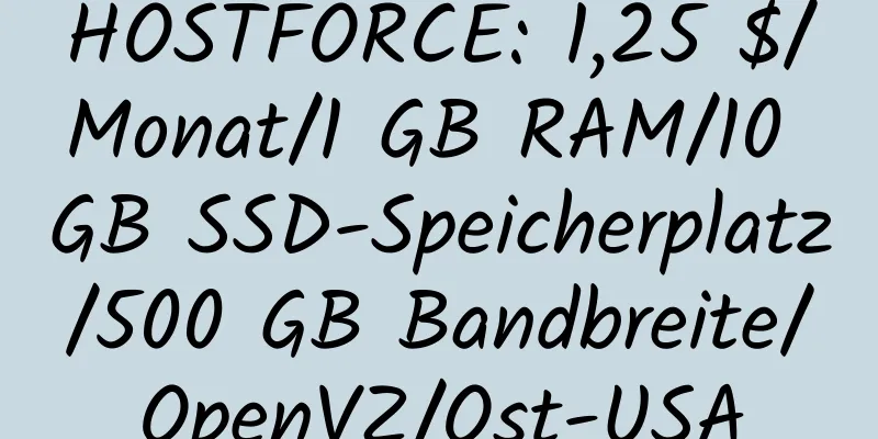 HOSTFORCE: 1,25 $/Monat/1 GB RAM/10 GB SSD-Speicherplatz/500 GB Bandbreite/OpenVZ/Ost-USA