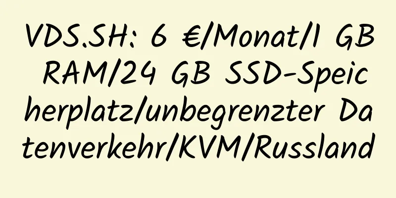 VDS.SH: 6 €/Monat/1 GB RAM/24 GB SSD-Speicherplatz/unbegrenzter Datenverkehr/KVM/Russland