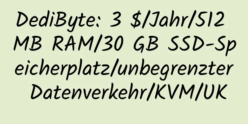 DediByte: 3 $/Jahr/512 MB RAM/30 GB SSD-Speicherplatz/unbegrenzter Datenverkehr/KVM/UK