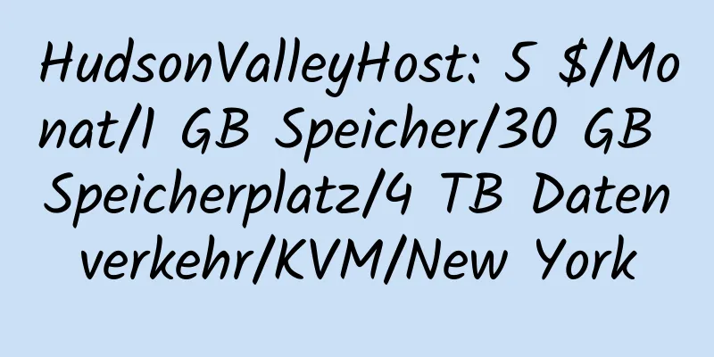 HudsonValleyHost: 5 $/Monat/1 GB Speicher/30 GB Speicherplatz/4 TB Datenverkehr/KVM/New York