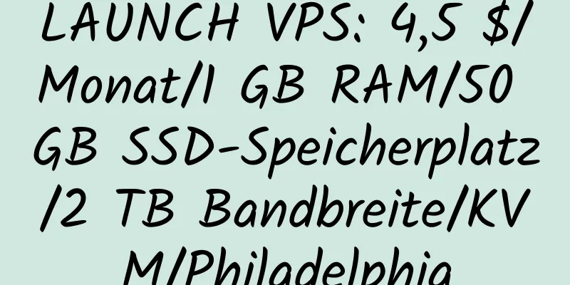 LAUNCH VPS: 4,5 $/Monat/1 GB RAM/50 GB SSD-Speicherplatz/2 TB Bandbreite/KVM/Philadelphia