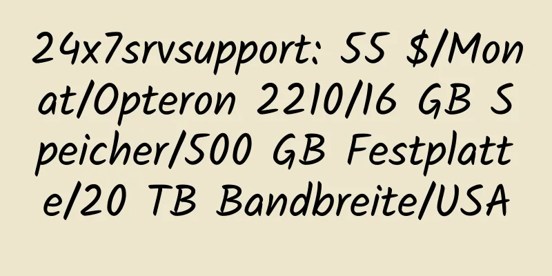 24x7srvsupport: 55 $/Monat/Opteron 2210/16 GB Speicher/500 GB Festplatte/20 TB Bandbreite/USA