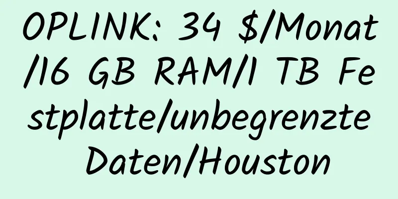 OPLINK: 34 $/Monat/16 GB RAM/1 TB Festplatte/unbegrenzte Daten/Houston