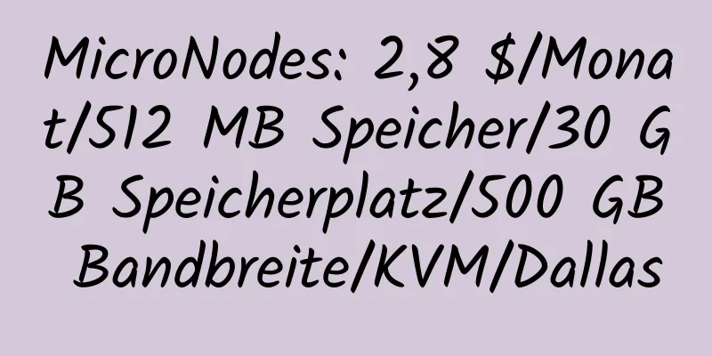 MicroNodes: 2,8 $/Monat/512 MB Speicher/30 GB Speicherplatz/500 GB Bandbreite/KVM/Dallas