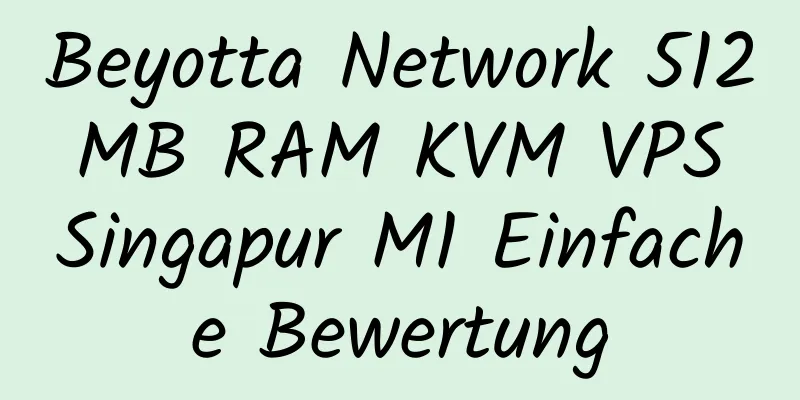 Beyotta Network 512 MB RAM KVM VPS Singapur M1 Einfache Bewertung