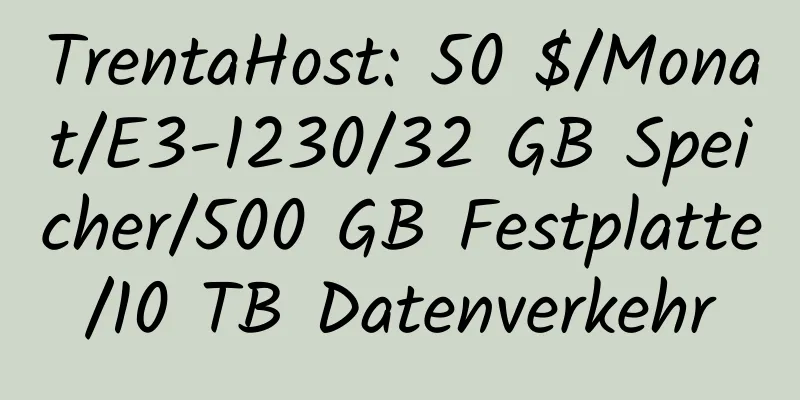 TrentaHost: 50 $/Monat/E3-1230/32 GB Speicher/500 GB Festplatte/10 TB Datenverkehr