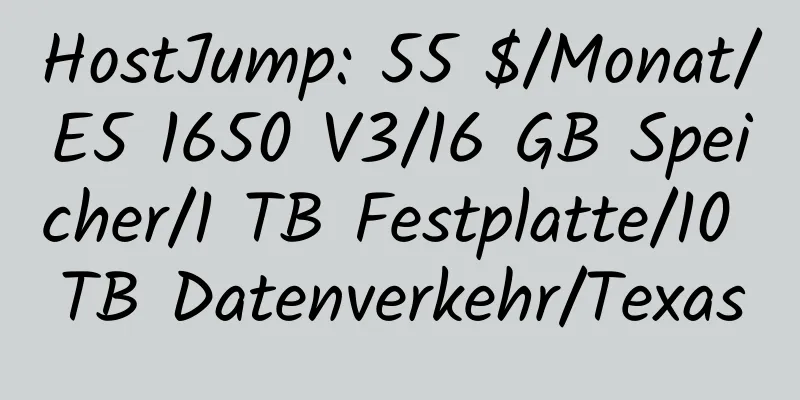 HostJump: 55 $/Monat/E5 1650 V3/16 GB Speicher/1 TB Festplatte/10 TB Datenverkehr/Texas