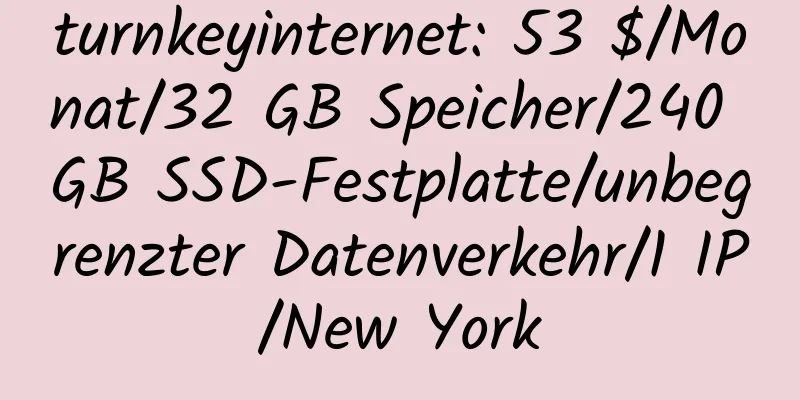 turnkeyinternet: 53 $/Monat/32 GB Speicher/240 GB SSD-Festplatte/unbegrenzter Datenverkehr/1 IP/New York