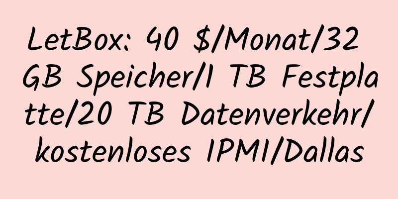 LetBox: 40 $/Monat/32 GB Speicher/1 TB Festplatte/20 TB Datenverkehr/kostenloses IPMI/Dallas