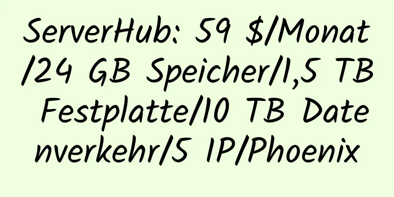 ServerHub: 59 $/Monat/24 GB Speicher/1,5 TB Festplatte/10 TB Datenverkehr/5 IP/Phoenix