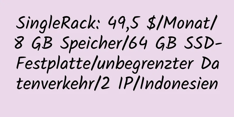 SingleRack: 49,5 $/Monat/8 GB Speicher/64 GB SSD-Festplatte/unbegrenzter Datenverkehr/2 IP/Indonesien