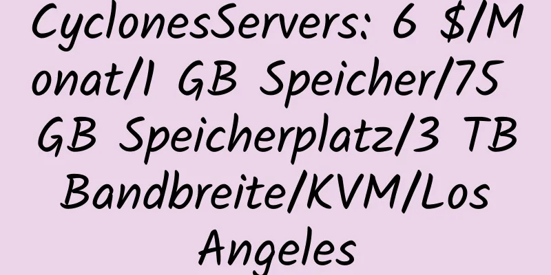 CyclonesServers: 6 $/Monat/1 GB Speicher/75 GB Speicherplatz/3 TB Bandbreite/KVM/Los Angeles