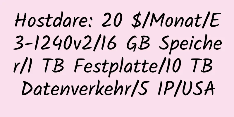 Hostdare: 20 $/Monat/E3-1240v2/16 GB Speicher/1 TB Festplatte/10 TB Datenverkehr/5 IP/USA