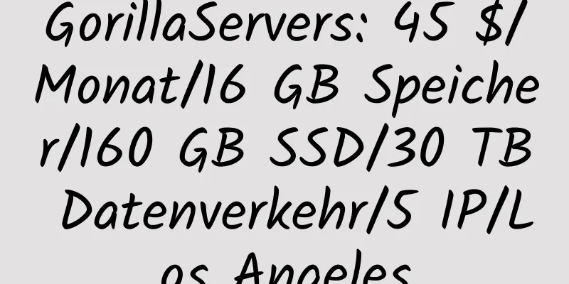 GorillaServers: 45 $/Monat/16 GB Speicher/160 GB SSD/30 TB Datenverkehr/5 IP/Los Angeles